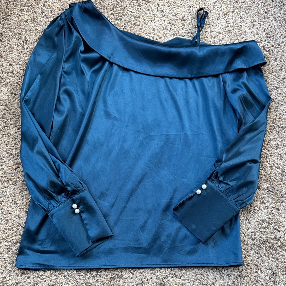 ZAFUL Women's Satin-Silk-Tops Sexy Off The Shoulder Dressy Blouse